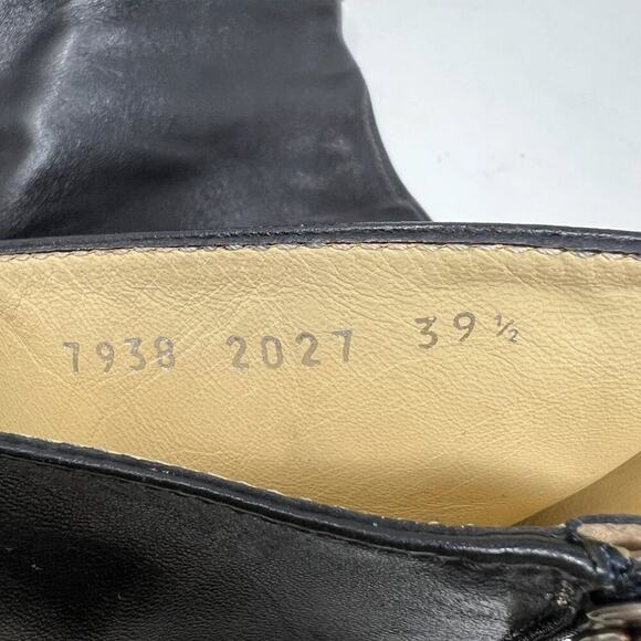 Versace Black Leather Knee High Boots 39.5 Square Toe Block Heel Italy - Picture 5 of 10